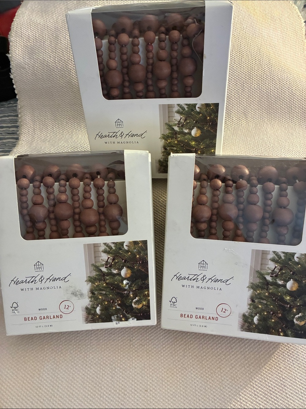 Hearth & Hand Brown Wood Bead Garland - Rustic Brown Lot of 3